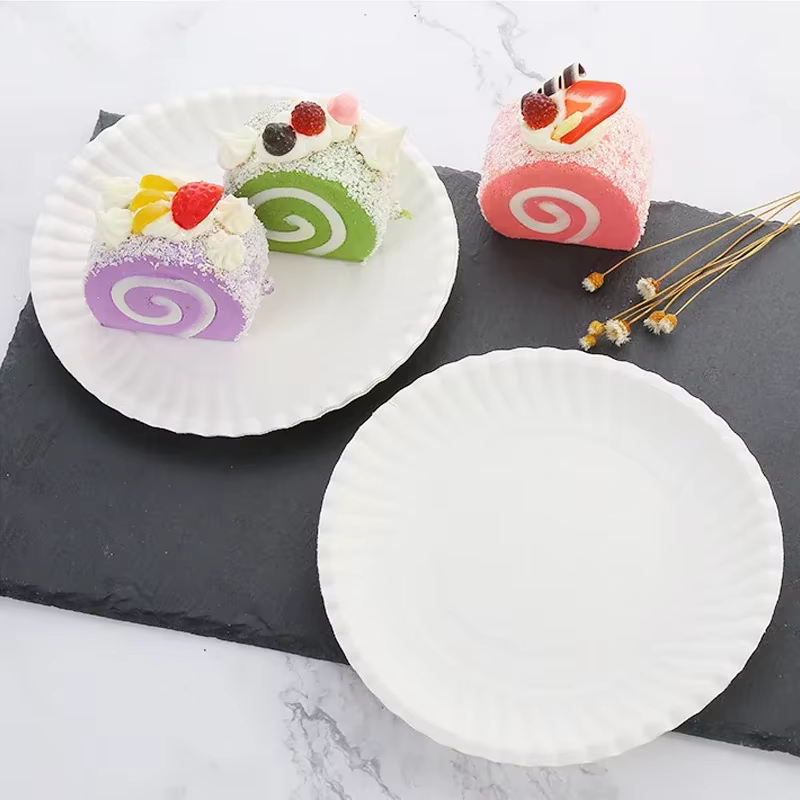 Assiettes rondes en papier jetables de 6 pouces