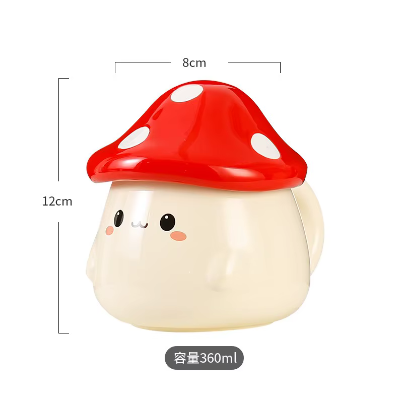 Tasse en céramique champignon avec couvercle
