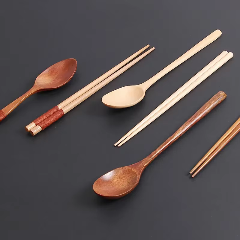 Ensembles de couverts en bois avec cuillère fourchette