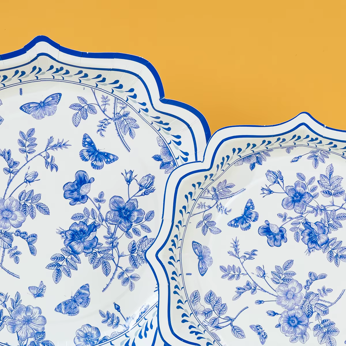 Assiettes en papier jetables à thème floral bleu