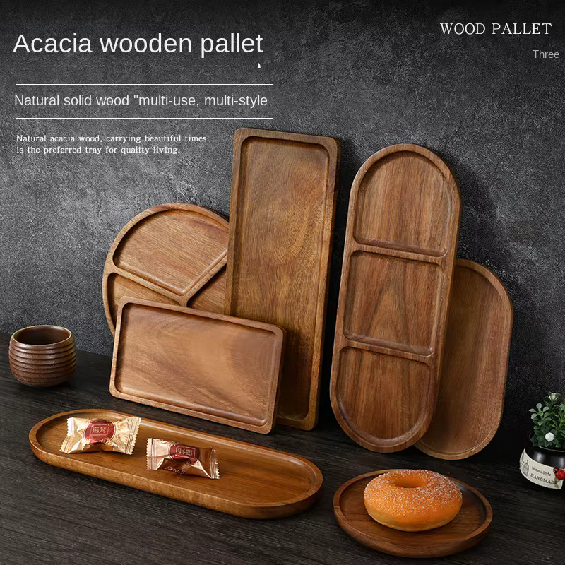 Assiette de fruits japonaise en bois massif