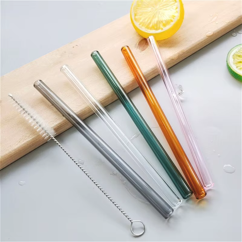 Lot de 5 pailles en verre borosilicate écologiques