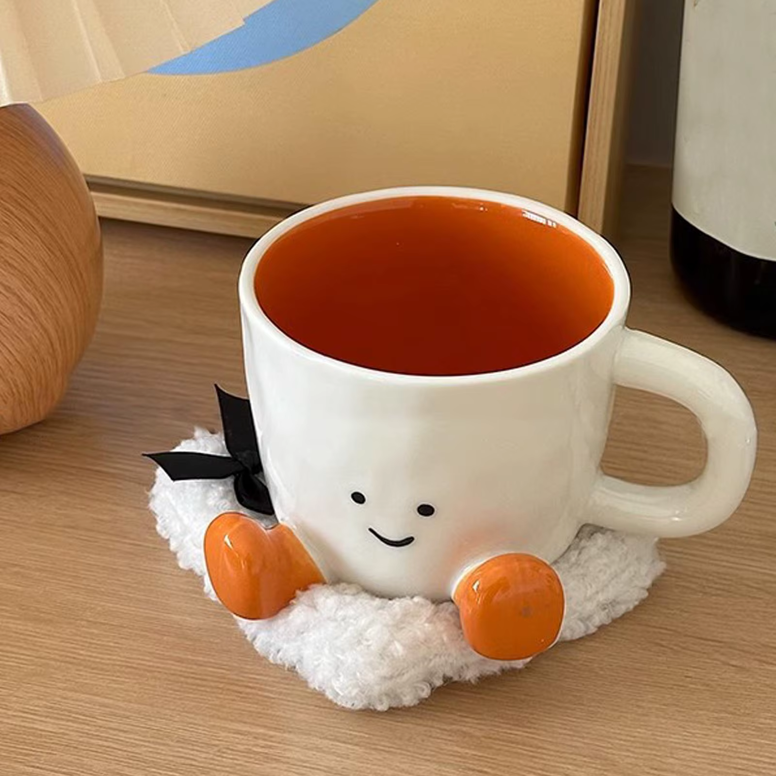 Tasse à café tasse d'eau en céramique avec pieds mignon décoratif café boisson tasse bureau eau poignée tasse cuisine fête Drinkware