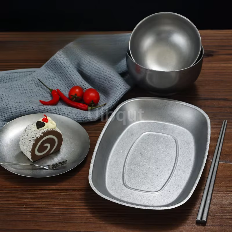 Nouveau ensemble de couverts rétro assiettes vaisselle bols