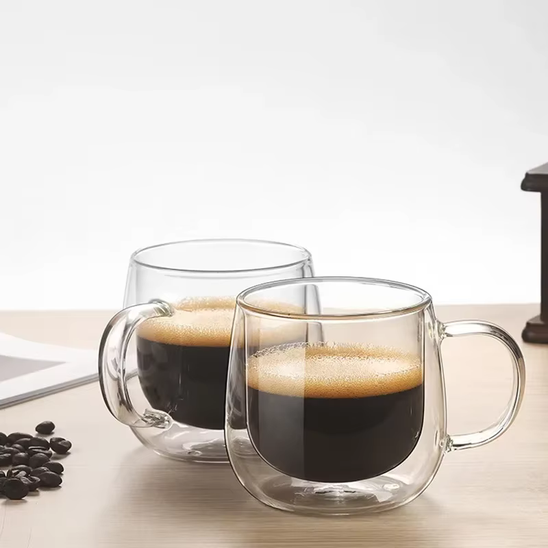 Verres transparents faits à la main résistants à la chaleur à Double paroi