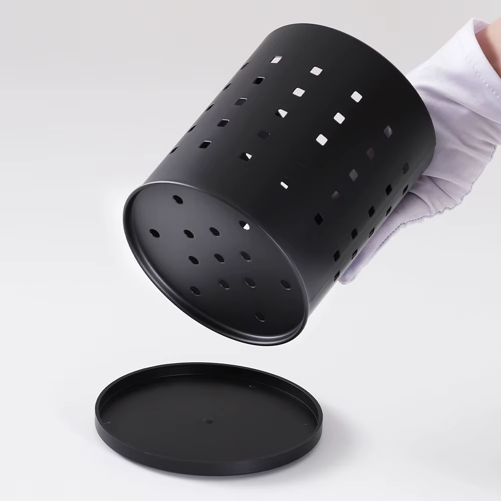 Porte-couverts en acier inoxydable noir