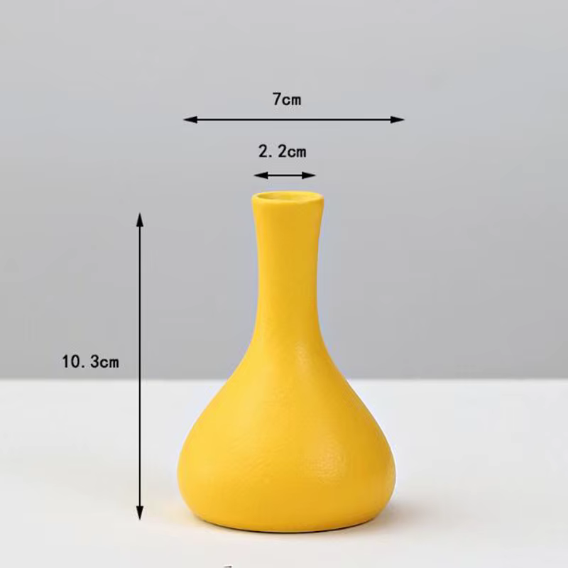 Vase à Fleurs en Porcelaine Jaune pour Décoration de Salon