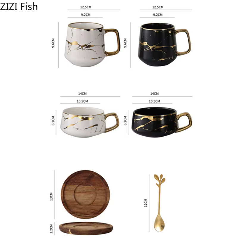 Tasse à café en céramique texturée effet marbre nordique