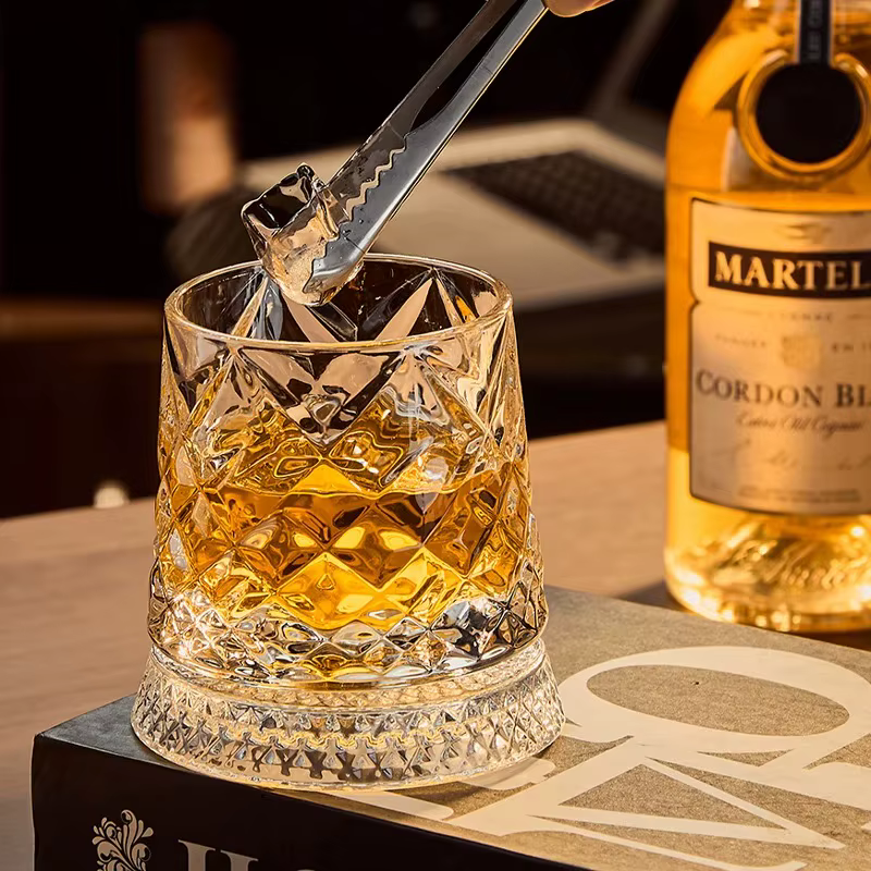 Verres à whisky rotatifs avec Base en verre
