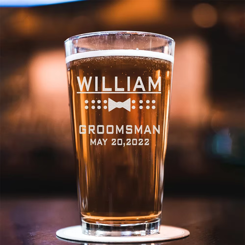 Verre de bière personnalisé pour marié
