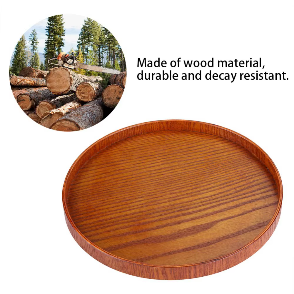 Plateau de service rond en bois