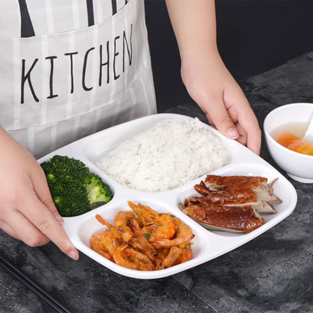 Assiette à Compartiment à Quatre Grilles