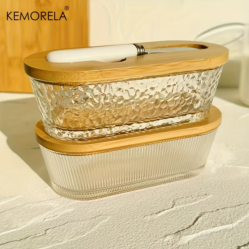 Beurrier en verre avec couvercle scellé
