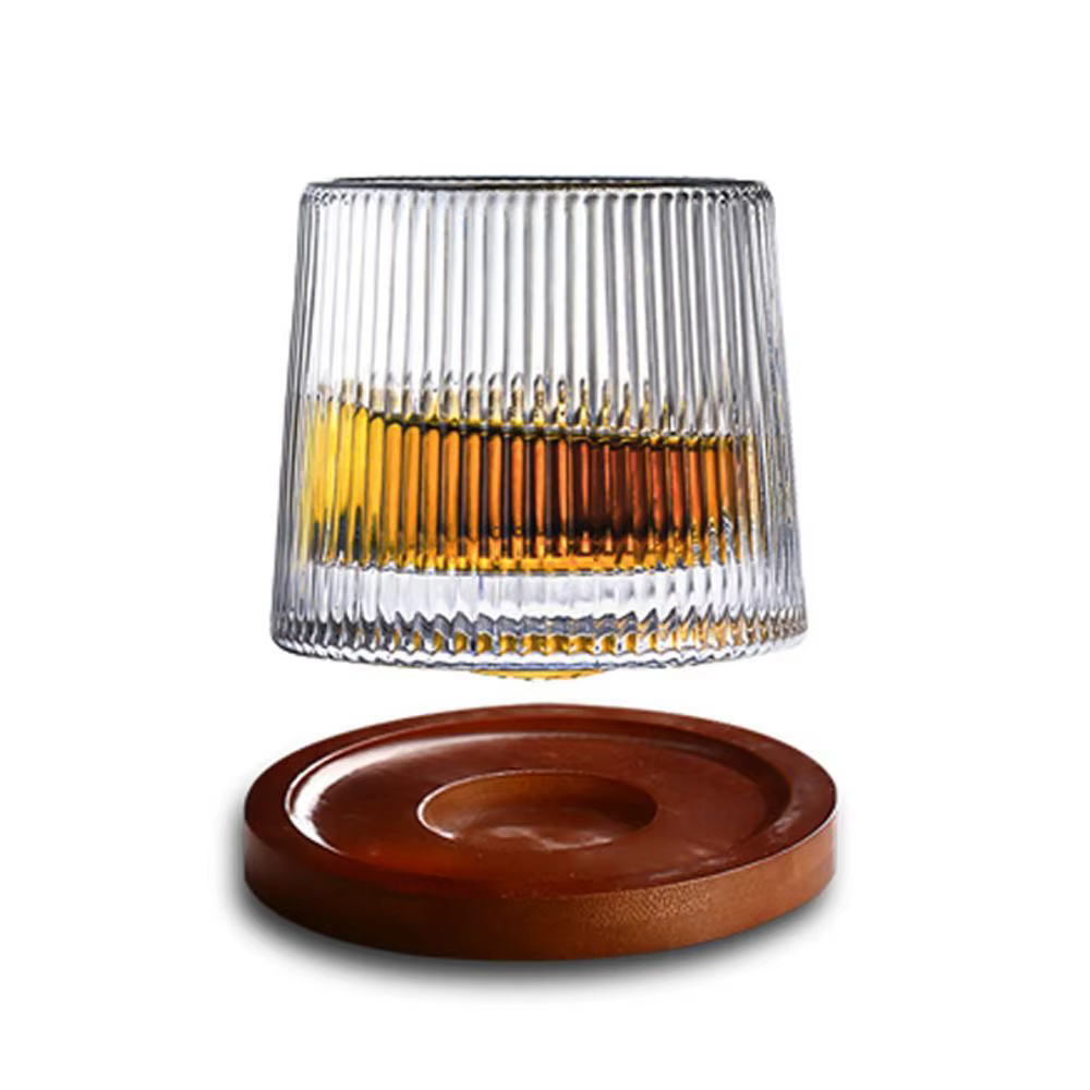 Bureau à domicile avec Base tasse en verre cristal rhum
