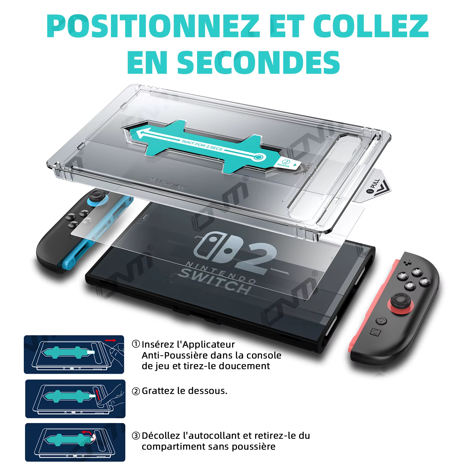 Protecteur d'écran d'alignement automatique pour accessoires OLED Nintendo Switch 2, verre trempé transparent HD pour Switch2, sans bulles