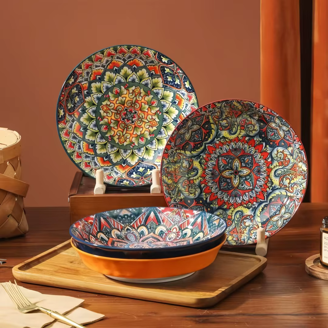 Assiettes en céramique Mandala Bohème