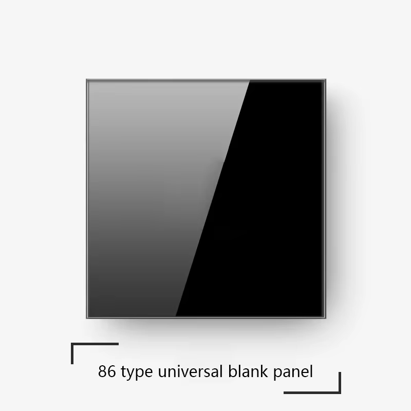 Panneau d'occlusion blanc avec plaque de fer d'installation, panneau de prise de commutateur en verre trempé cristal, blanc, noir, gris, 86mm x 86mm