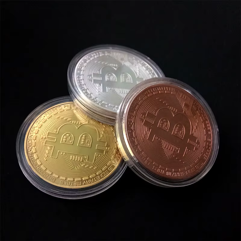 Pièce de monnaie Bitcoin plaquée or, Collection d'art à collectionner, cadeau commémoratif physique, Bit Casascius BTC, Imitation Antique en métal