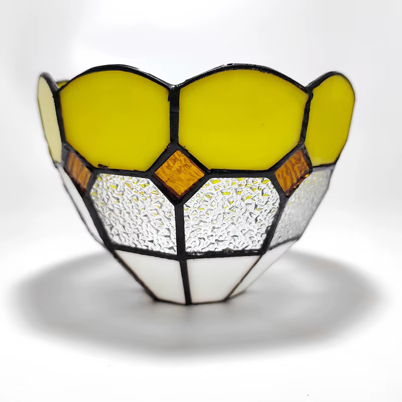 Abat-jour en verre teinté jaune à carreaux de 16 cm pour lampes suspendues, appliques murales, ventilateurs de plafond, remplacement d'abat-jour