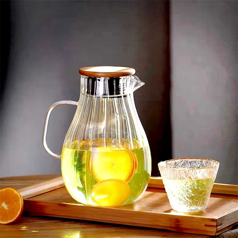Bouilloire Verticale à Rayures de Grande Capacité en Borosilicate