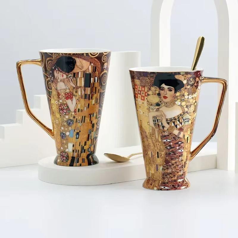 Tasse à café en porcelaine gustav klimt