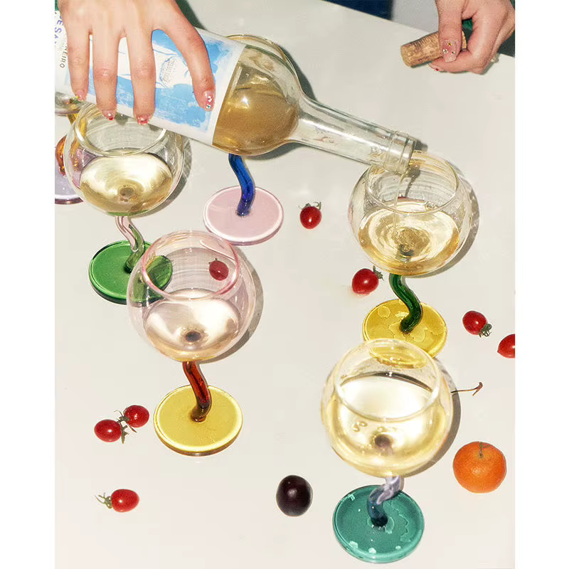 300ml 10oz 1 PC nouveau créatif coloré rond verres à vin tasse avec tige torsadée verre gobelet