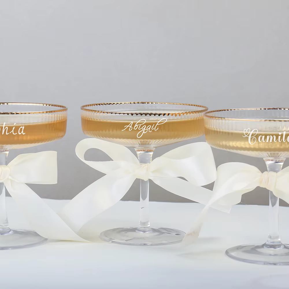 Verres à Champagne côtelés personnalisés