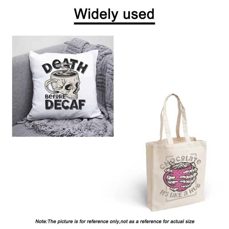 Transferts DTF Prêts à Presser pour Vêtements : Motif Crâne de Grains de Café – Transfert Thermocollant pour Impression sur Tissu
