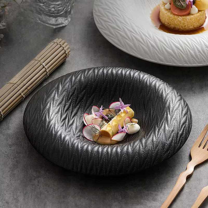 Assiette ronde créative en céramique pour Steak de bœuf