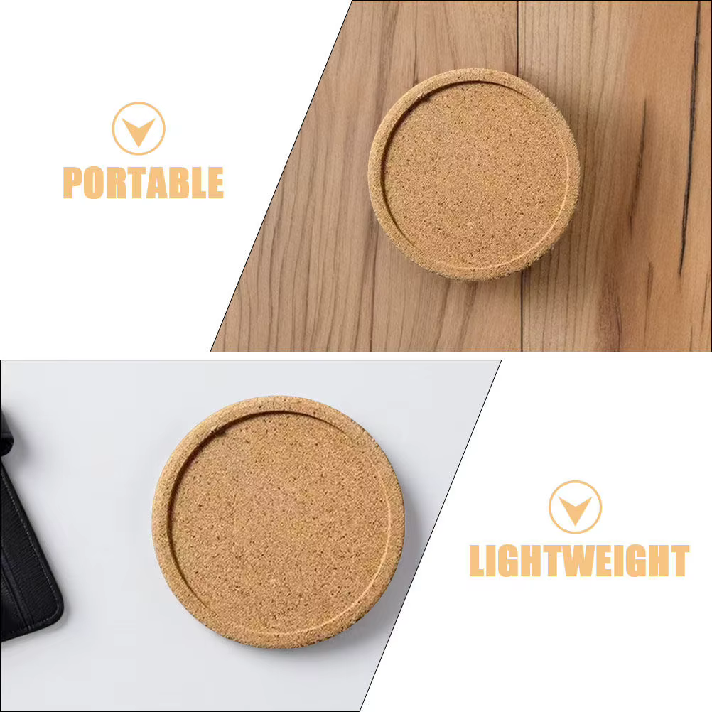 Lot de 4 dessous-de-verre ronds en liège de 10 cm – Tapis isolant pour boissons