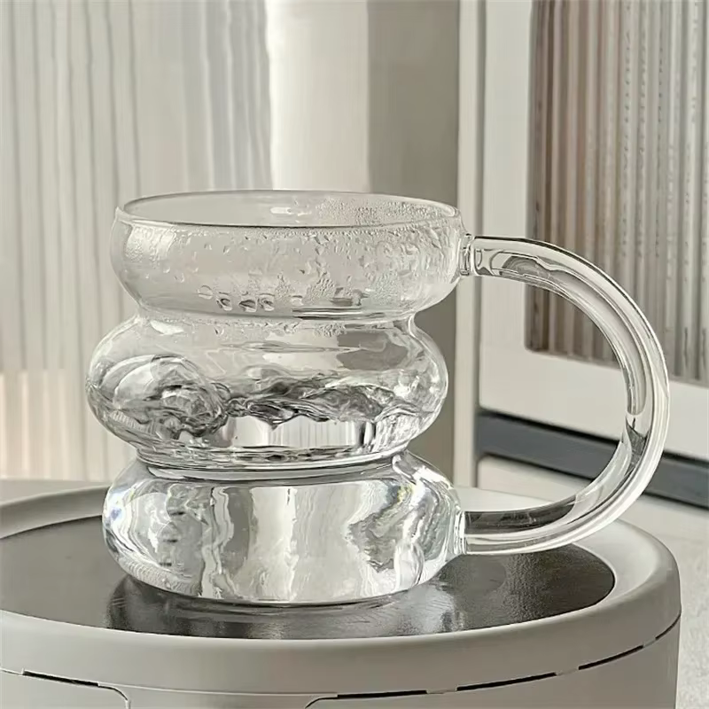 Tasse en verre Transparent irrégulière résistant à la chaleur