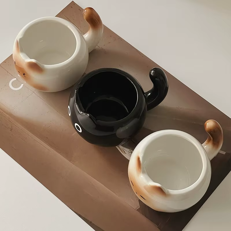 Tasse en céramique mignonne créative en forme de chat siamois