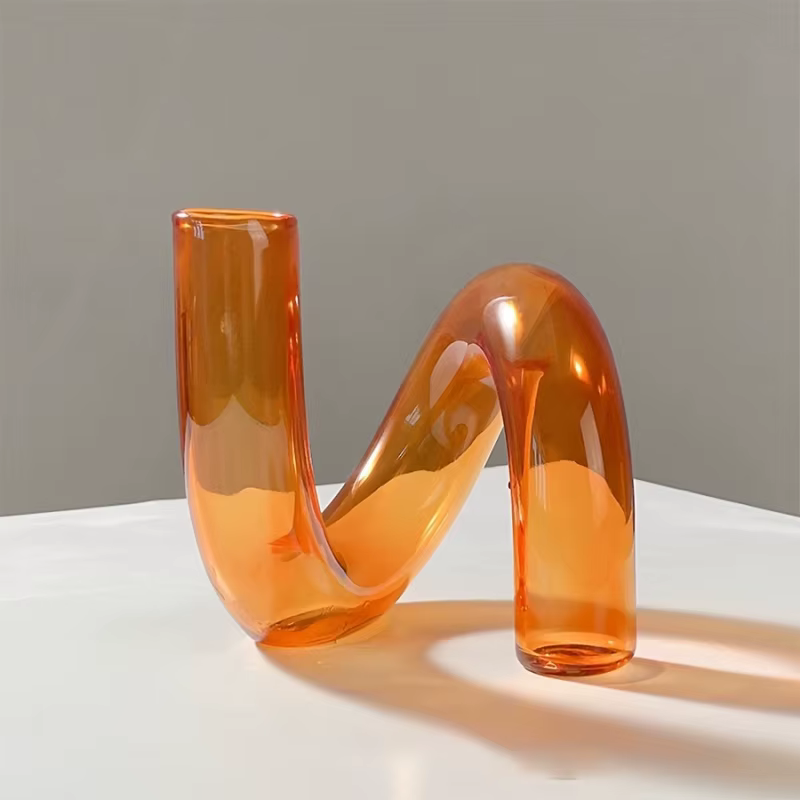 Vase en verre irrégulier nordique | Centre de table transparent moderne pour salle à manger/salon