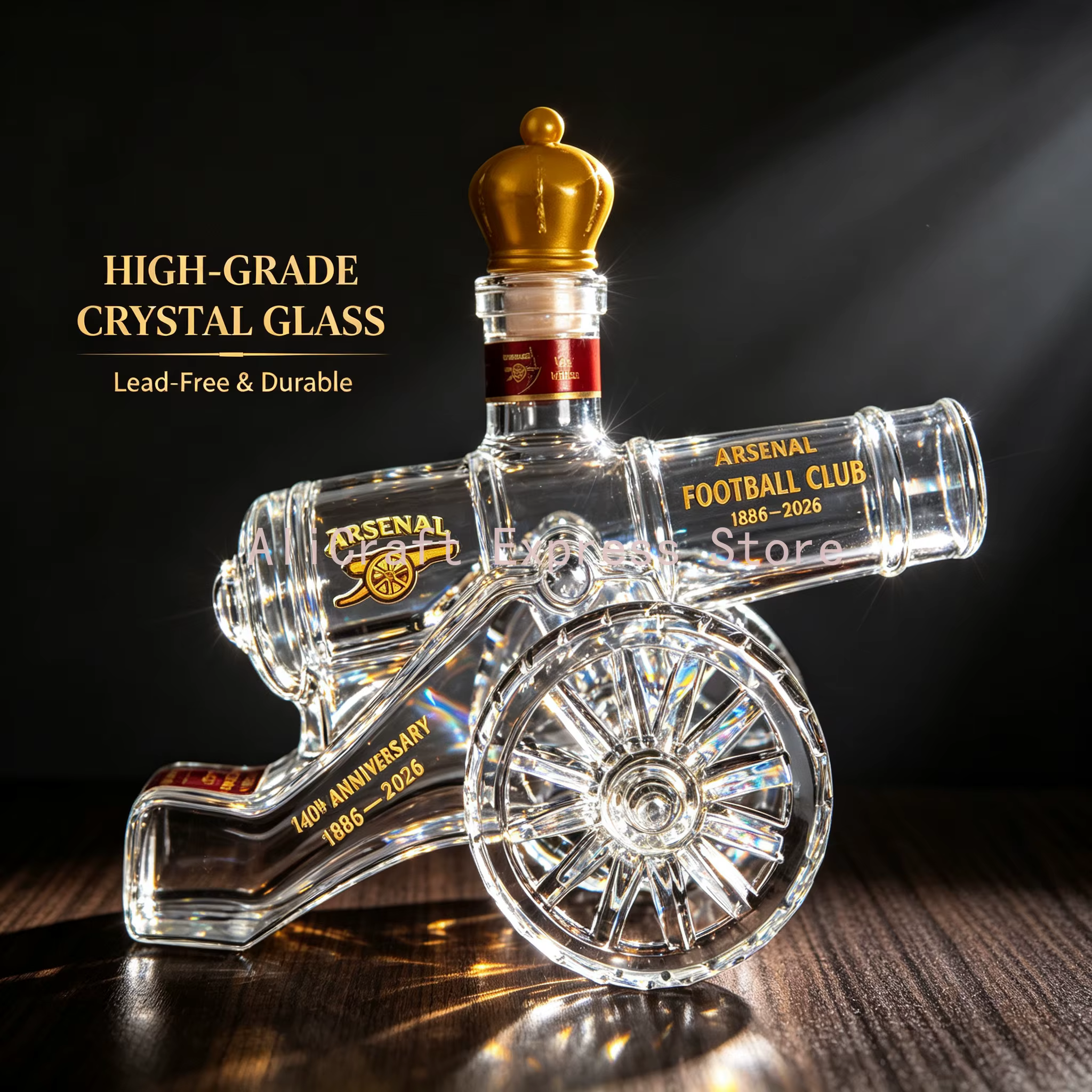 Carafe en verre Arsenal Cannon 140ème anniversaire, bouteille de whisky et de vin, objet de collection pour les fans de football, décoration de bar, ornement