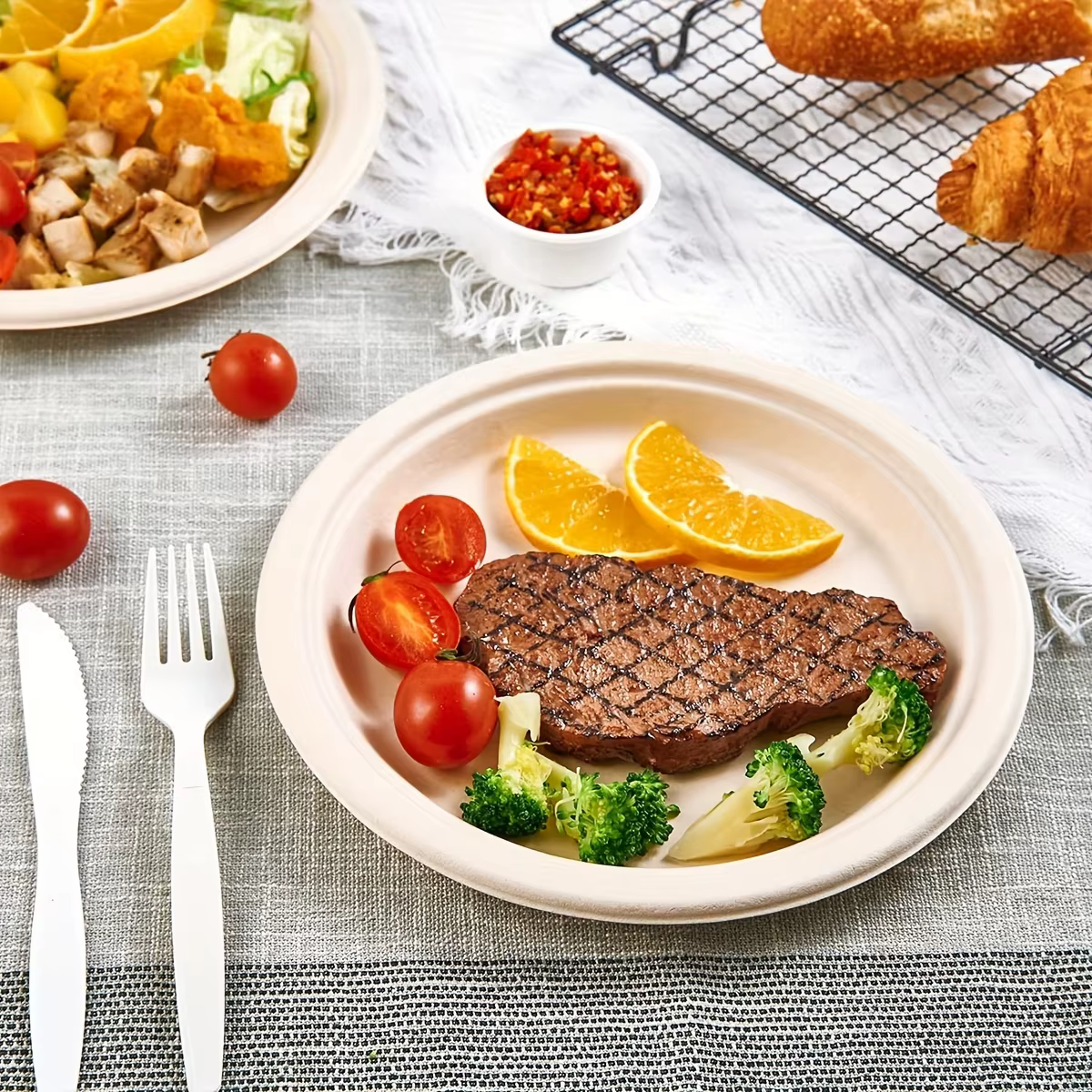 Assiettes en papier jetables épaisses de 6 pouces