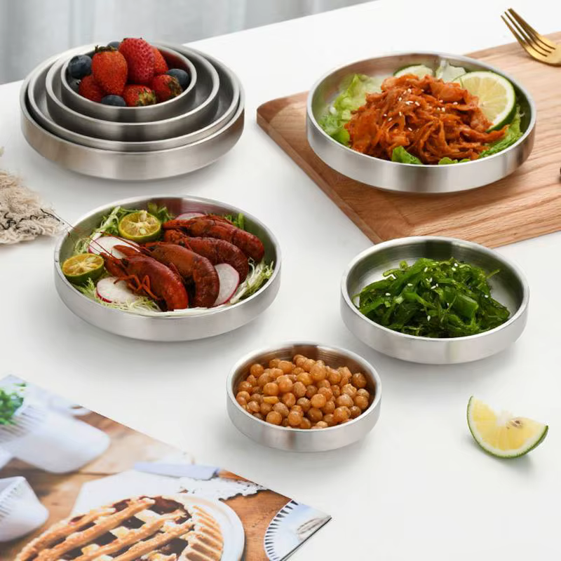 Assiette plate en acier inoxydable 201/304