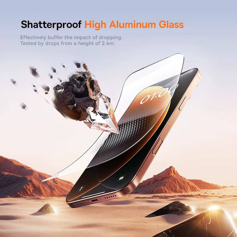 Baseus verre trempé pour iPhone 17 16 15 14 13 12 Pro Max protecteur d'écran HD avec Kit de nettoyage verre Anti-regard Anti-poussière