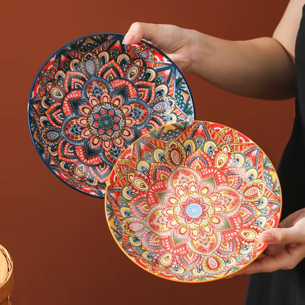 Vaisselle motif fleur assiette en céramique bohème