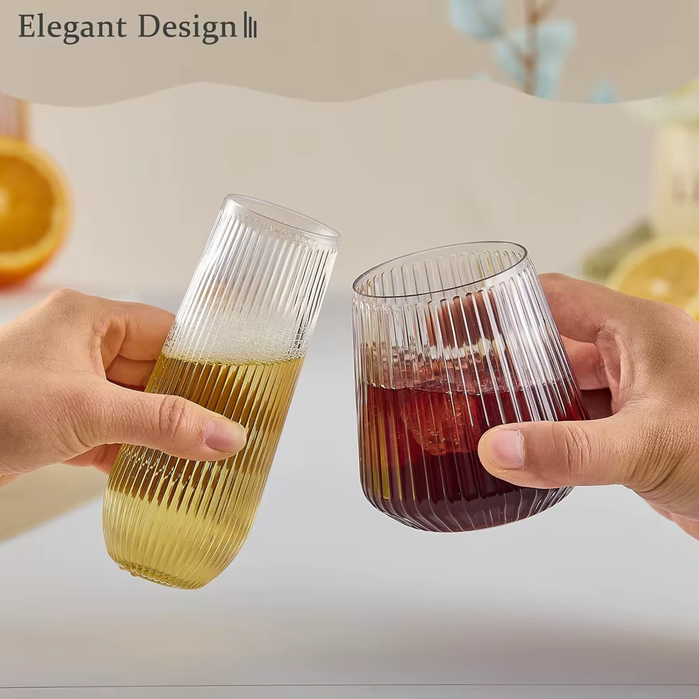Flûtes à champagne sans pied en plastique ondulé à effet origami