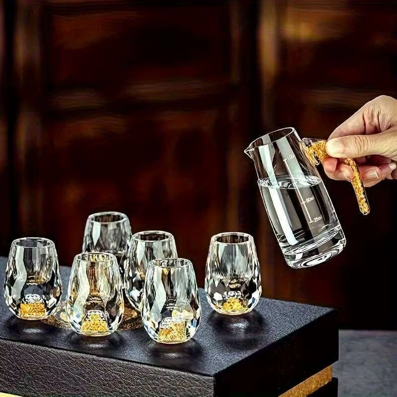 Verre à Shot de montagne doré en cristal luxueux