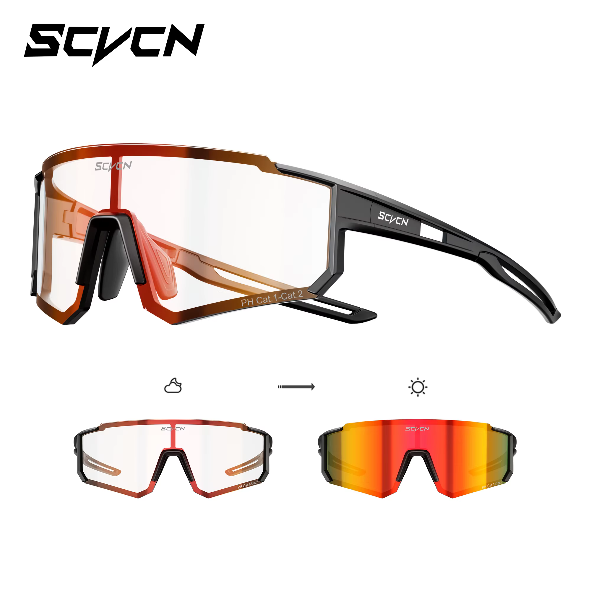 SCVCN lunettes de soleil photochromiques Sports de plein air vélo cyclisme lunettes homme vtt escalade lunettes femmes conduite vélo lunettes nouveau