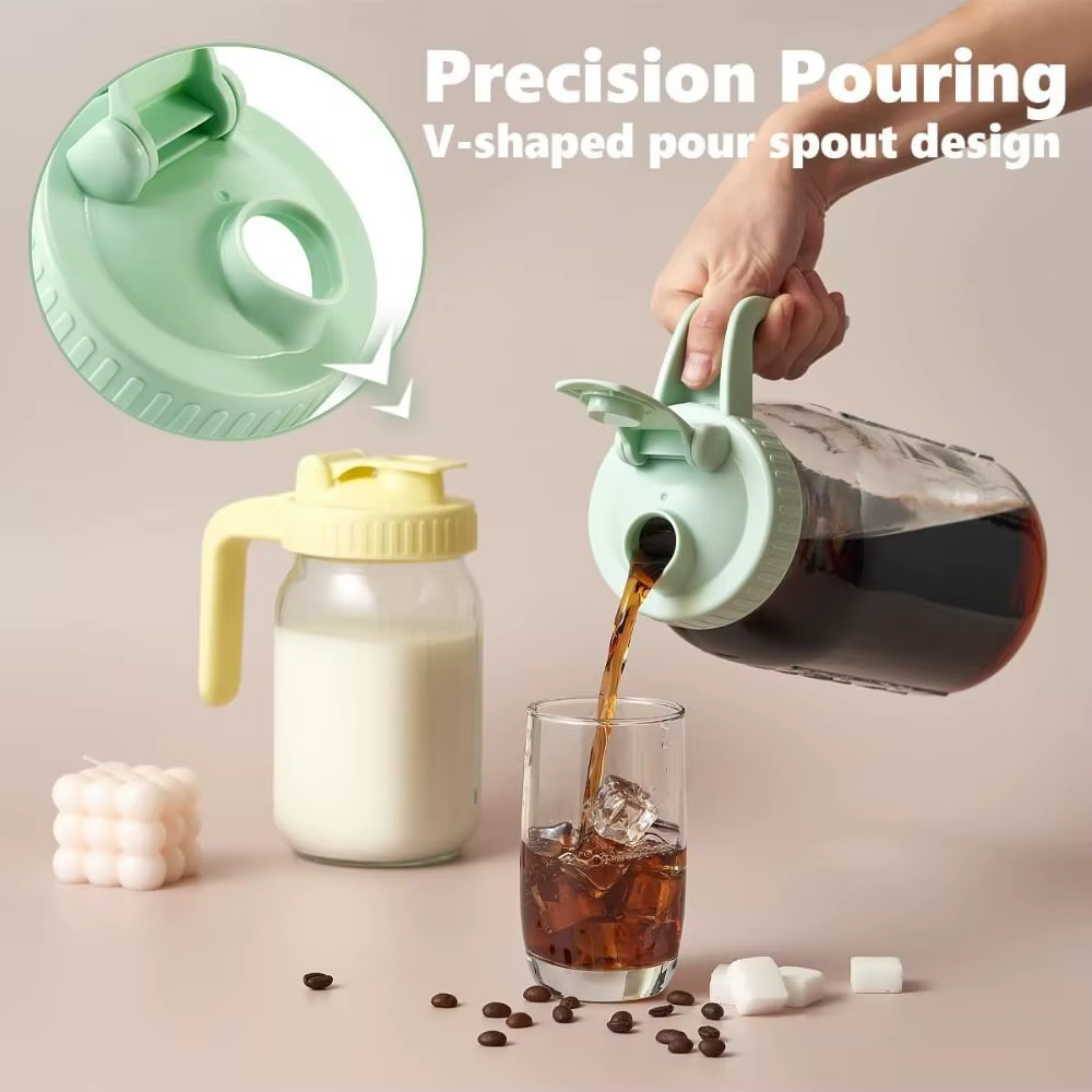 Pot Mason en verre transparent avec poignée et couvercle