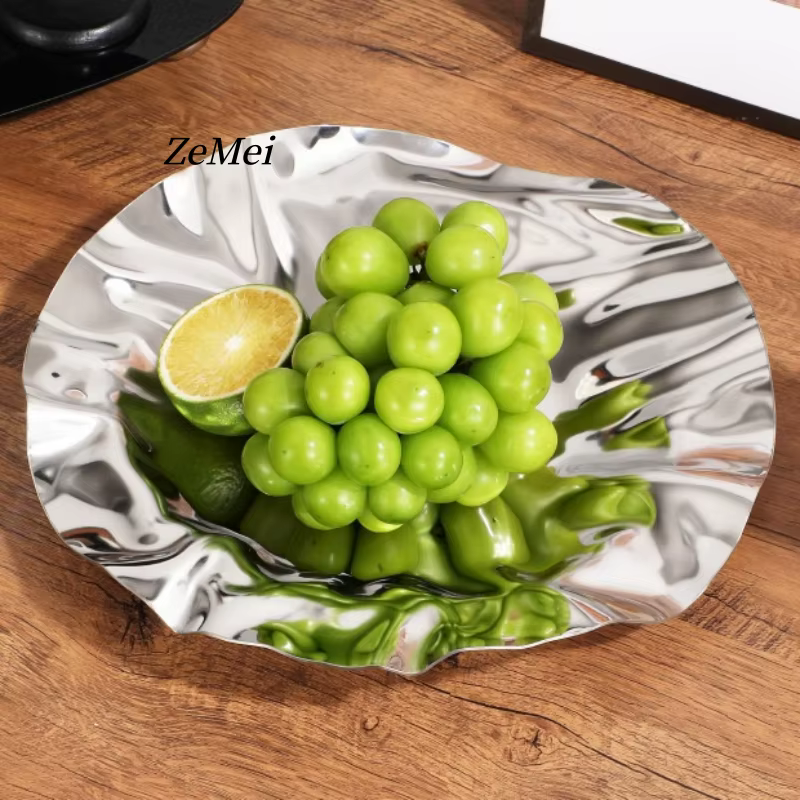 Assiette à fruits de style européen en forme de cercle avec des ondulations