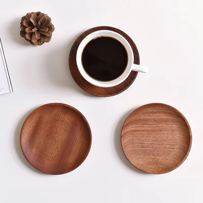 Plateau de service ovale en bois massif