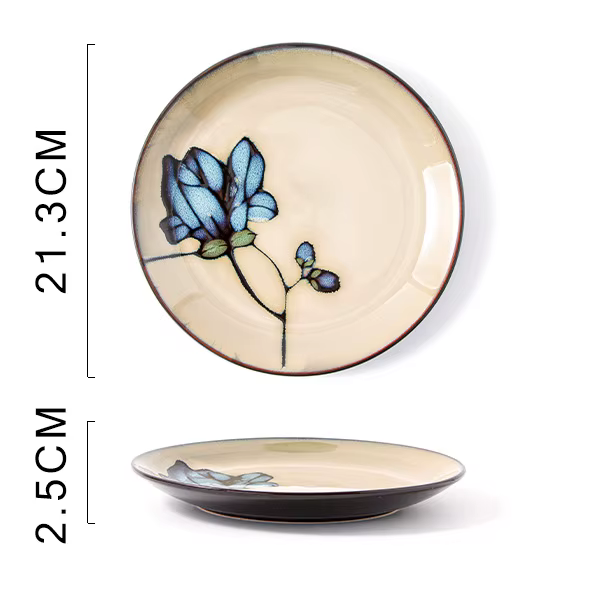 Assiette à fleurs en céramique peinte à la main