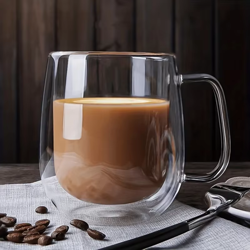 Tasse en verre Double couche avec poignée