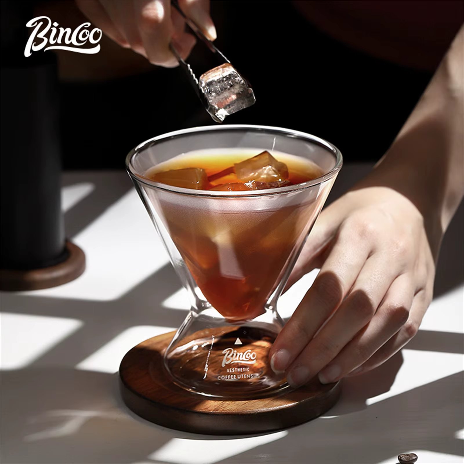 Bincoo Tasse à café en verre sablier isolé à double paroi
