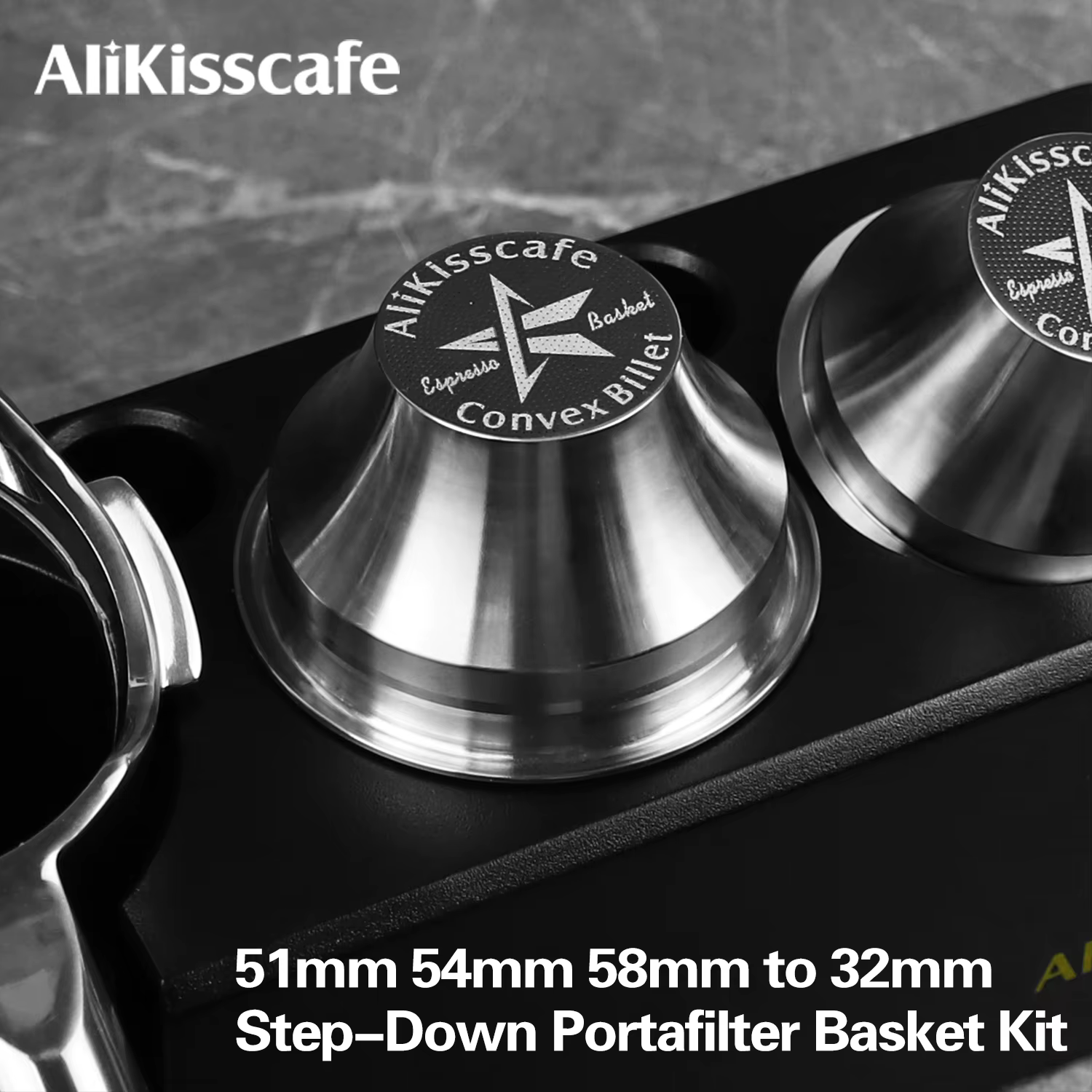 Alikisscafe Step Down Portafilter Basket Precision Variable Diameter 51mm 54mm 58mm Convex Billet Barista Espresso