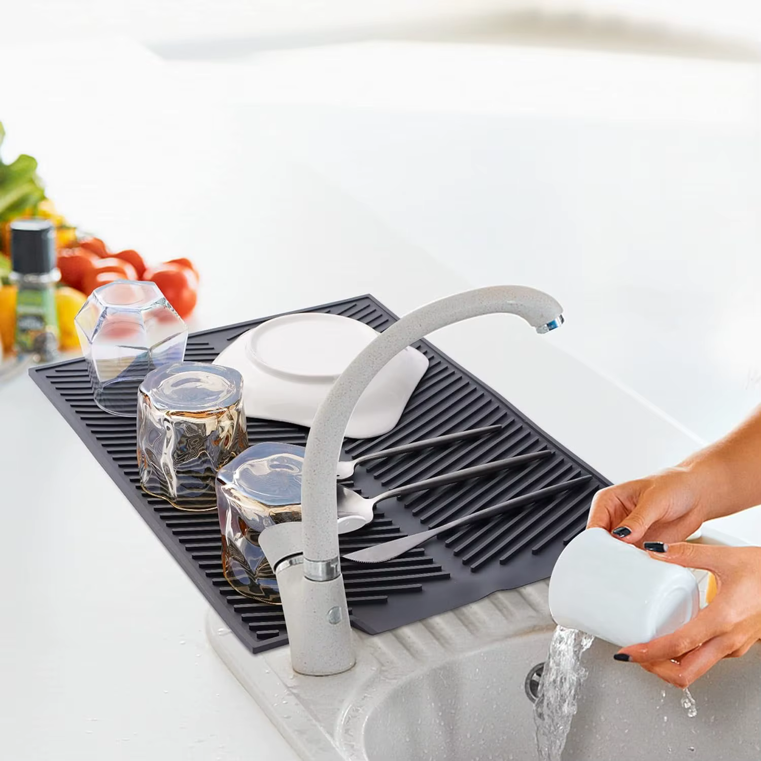 Tapis de séchage de vaisselle pour comptoir de cuisine
