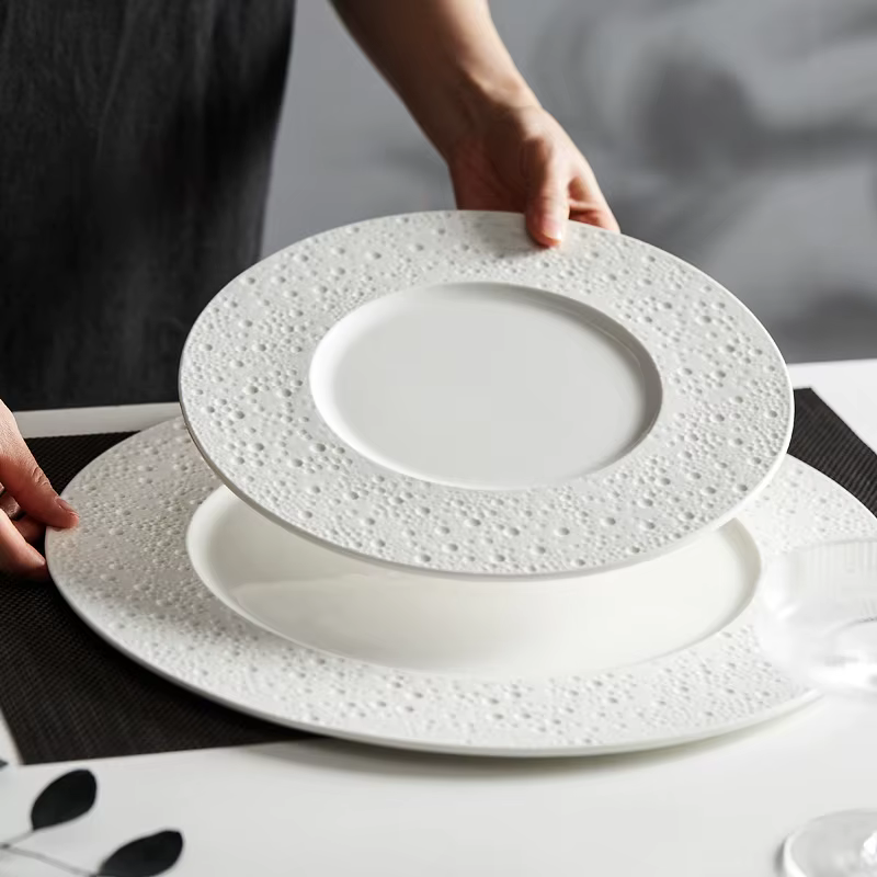 Vaisselle blanche pure assiette à Steak Cuisine occidentale usage domestique pâtes italiennes